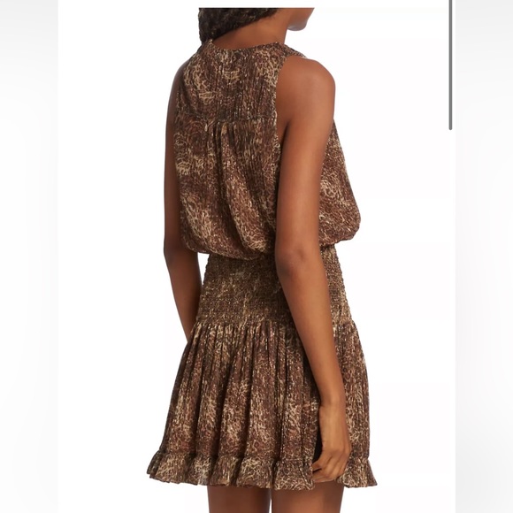 Ramy Brook Julieta Leopard Pleated Minidress Copper Leopard - Picture 6 of 9